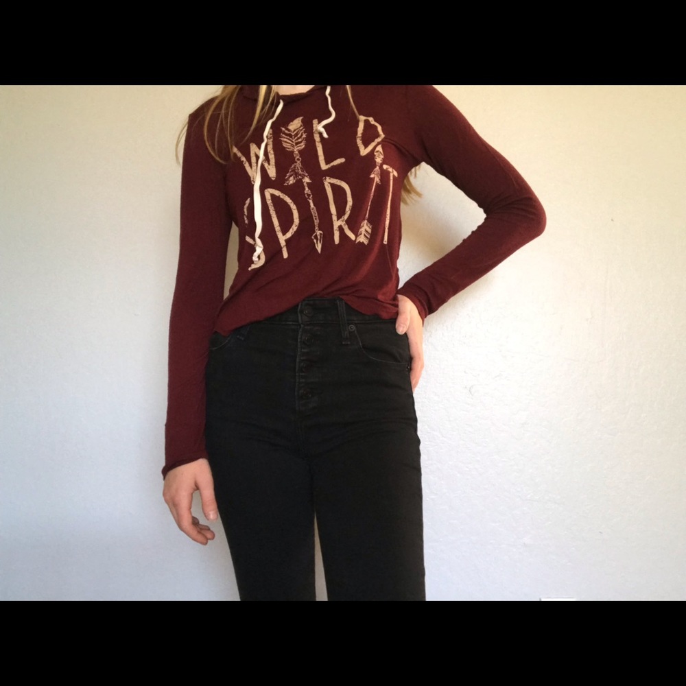 Red hooded long sleeve